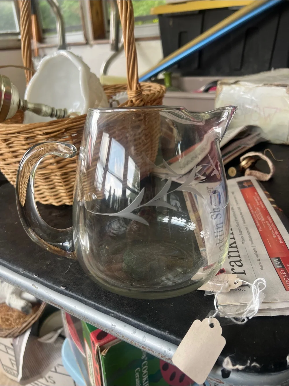 Vintage Clear Glass Pitcher - Home Dining